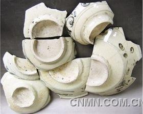 元代各類民用青花瓷器胎體斷面及底部圖示標(biāo)本。